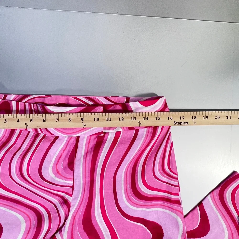 Zara Pink Psychedelic Swirl Linen Blend Wide Leg Pants Womens Size M Retro Boho
